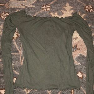 hollister off shoulder army green long sleeve